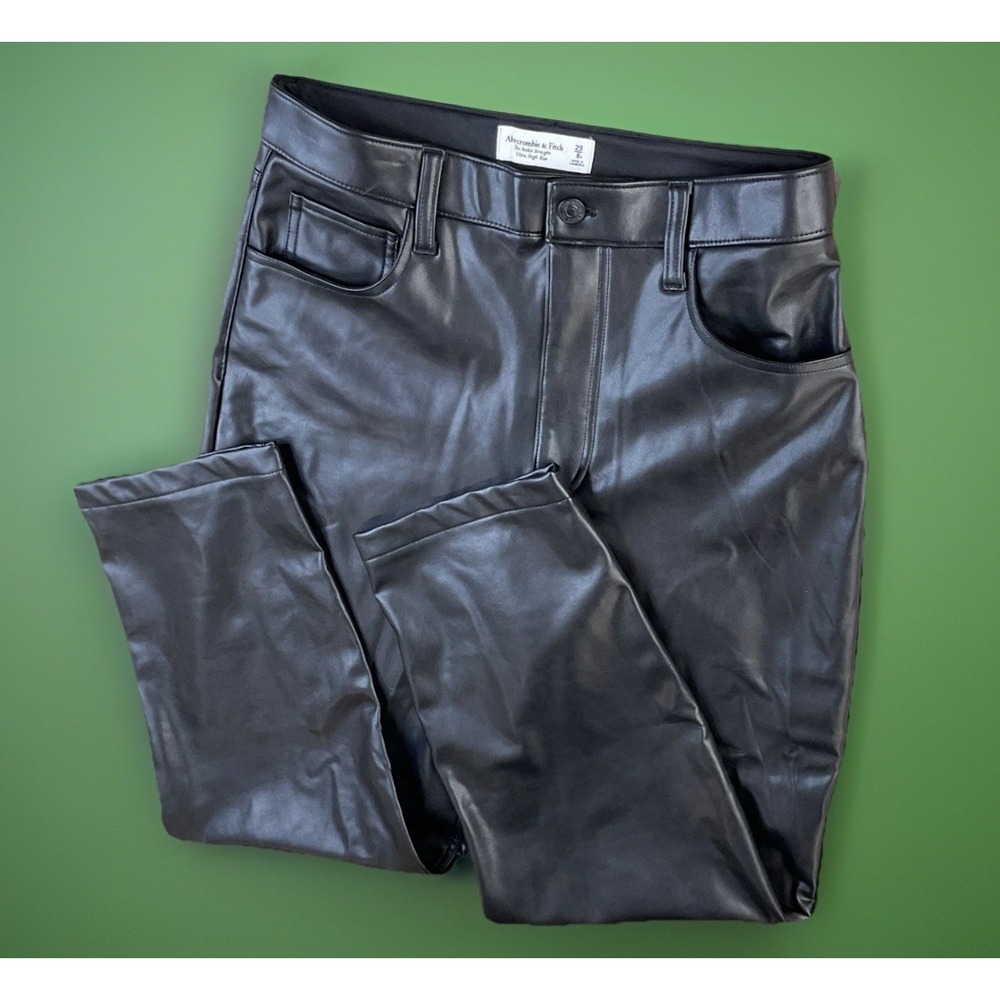 Abercrombie & Fitch Pants Vegan Leather Ultra HR Ankle Straight Curve Short Sz 8
